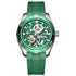 Mark Fairwhale AETREON Cobalt Verde – Dual-tone green-accented skeleton automatic watch with polished steel band for modern executives