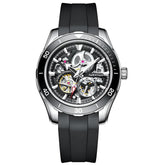 Mark Fairwhale AETREON Onyx Shadow – Dark stainless steel automatic tourbillon watch with glowing green accents and sport-luxury design