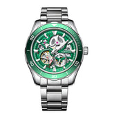 Mark Fairwhale AETREON Viridium Core – Luminous green skeleton tourbillon watch for men with stainless steel strap and automatic movement