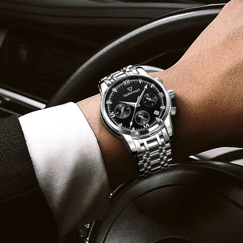 Mark Fairwhale ALESTRA 5380 quartz watch worn on wrist, elegant men’s fashion accessory