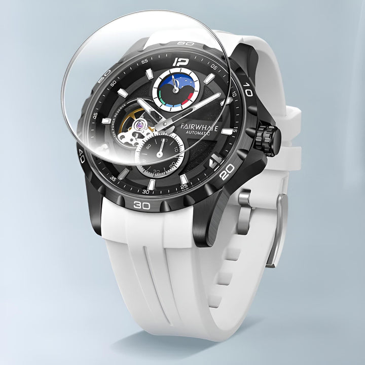 Mark Fairwhale ASTRIONIX Lunar Slate – Gunmetal gray automatic watch for men with luminous dial, stainless steel case &amp; sport silicone band