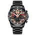Mark Fairwhale ASTRION black chronograph watch with rose-gold accents and full calendar.