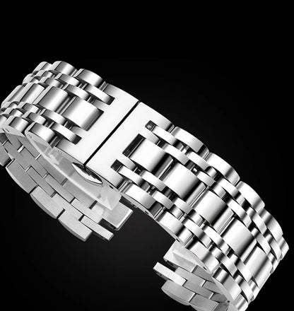 Mark Fairwhale AURION FW-5360 moon phase chronograph watch close-up with water droplets highlighting stainless steel case