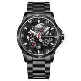 Mark Fairwhale AURIX Obsidian Axis – Black stainless steel automatic watch for men, numberless dial with luminous markers