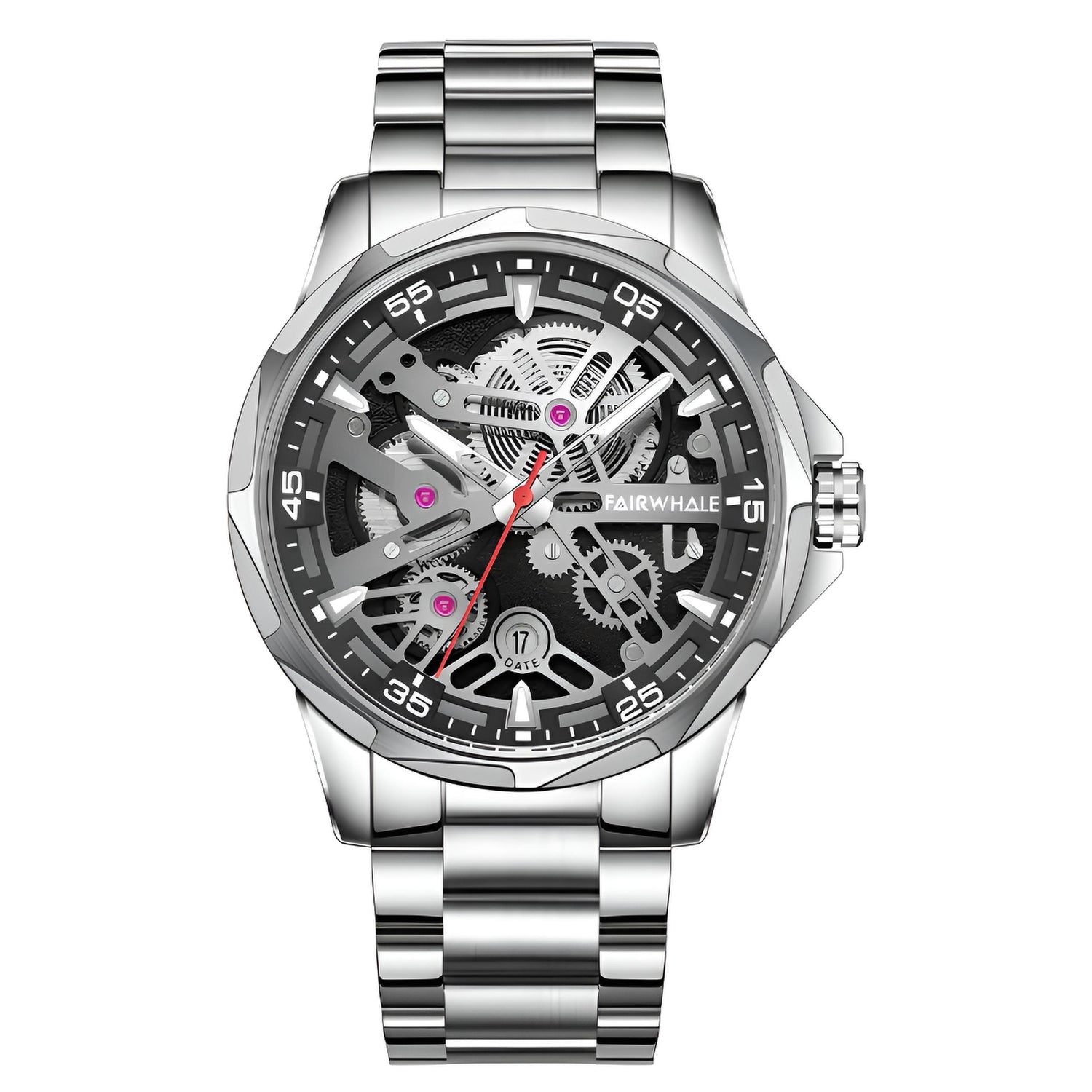 Mark Fairwhale AURIX Obsidian Steel Horizon – Gunmetal automatic watch with dark dial, day-date display &amp; stainless steel case