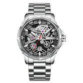 Mark Fairwhale AURIX Obsidian Steel Horizon – Gunmetal automatic watch with dark dial, day-date display & stainless steel case
