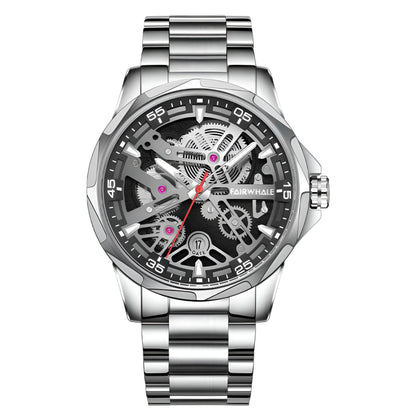 Mark Fairwhale AURIX Obsidian Steel Horizon – Gunmetal automatic watch with dark dial, day-date display &amp; stainless steel case