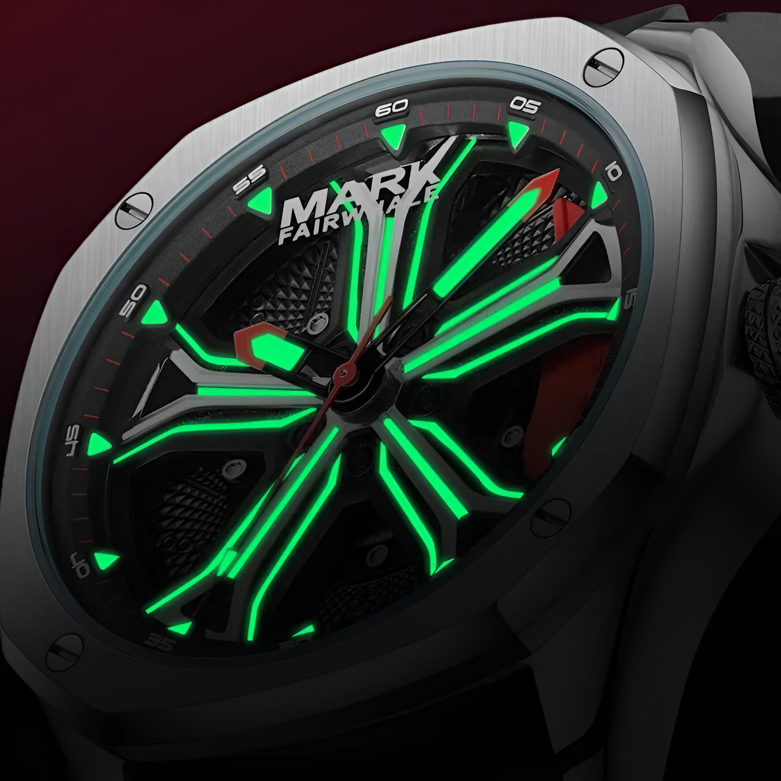 Mark Fairwhale CALIBRO Crimson Black – Bold red-accent wheel caliper dial men&