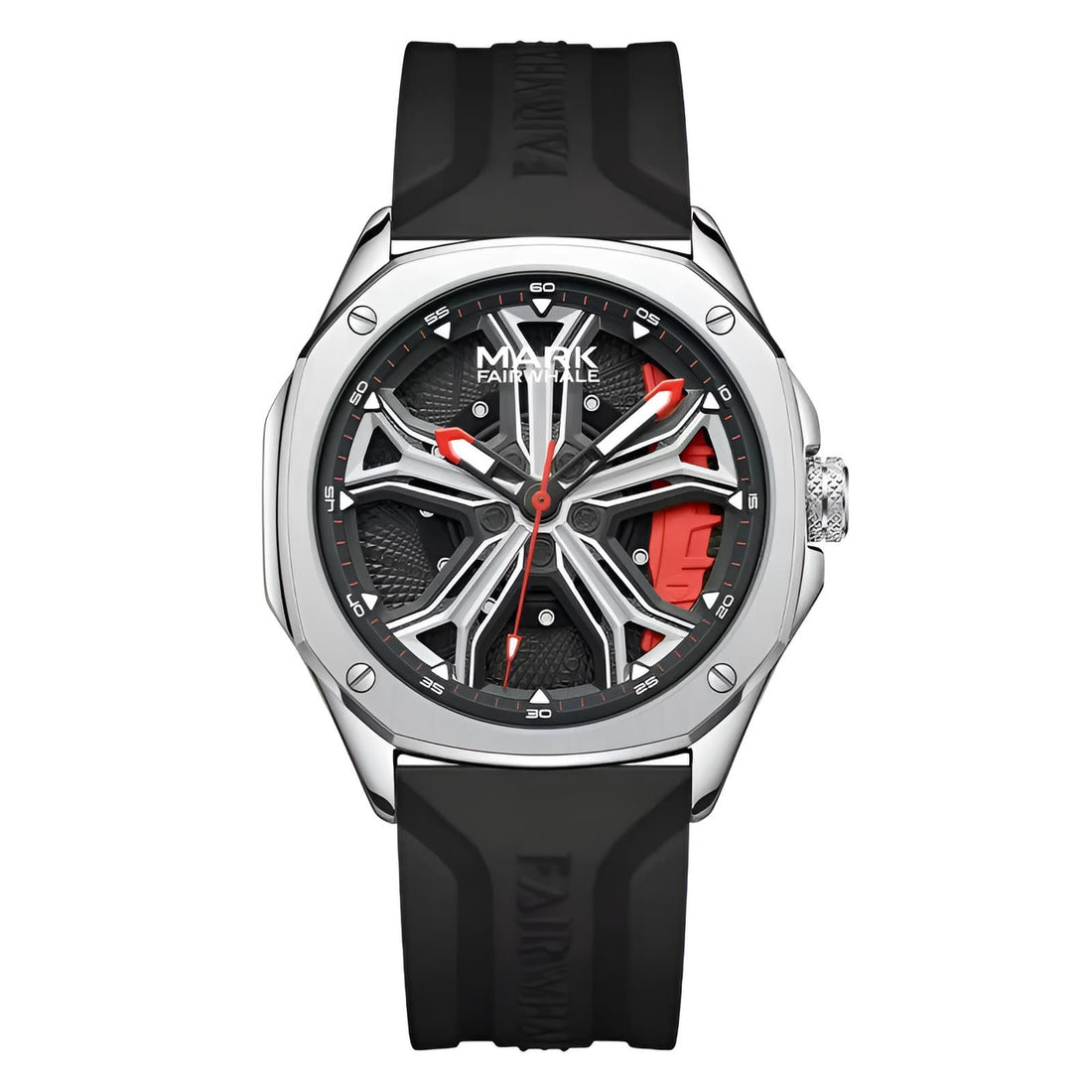 Mark Fairwhale CALIBRO Crimson Black – Bold red-accent wheel caliper dial men&