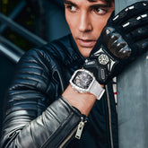 Mark Fairwhale CARBONIX Titanium Frost – Gunmetal carbon fiber tonneau watch for men, lightweight automatic movement with minimalist design