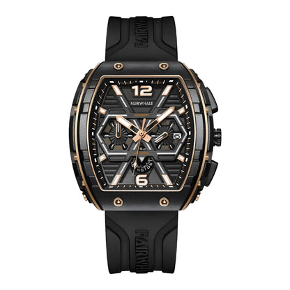 Mark Fairwhale CLIREDOX FW-5560, the geometric chronograph sub-dials and luminous green markers quartz movement, and 30-meter water resistance