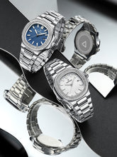 Mark Fairwhale CRYSTOR Collection square watch for men with crystal accents and stainless steel strap