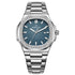 Mark Fairwhale CRYSTOR Sapphire Horizon – Silver square watch for men with crystal accents and stainless steel strap