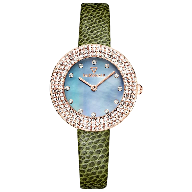 Mark Fairwhale DIAMÉRA quartz watch with blue dial and full diamond bezel