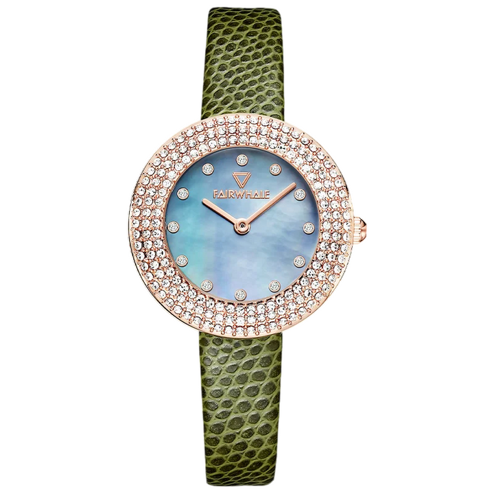 Mark Fairwhale DIAMÉRA quartz watch with blue dial and full diamond bezel