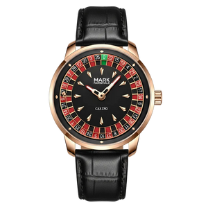Mark Fairwhale FW-5031B ROULETTE – Men’s Quartz Watch Roulette Leather Strap Limited Edition - Black