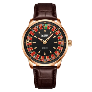 Mark Fairwhale FW-5031B ROULETTE – Men’s Quartz Watch Roulette Leather Strap Limited Edition - Dark Brown