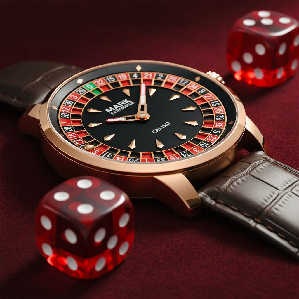 Mark Fairwhale FW-5031B ROULEX – Men’s Quartz Watch Roulette Game Dial Leather Strap Limited Edition