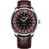 Mark Fairwhale FW-5031B ROULEX quartz watch with roulette game dial, red and black design, luminous hands, and leather strap.