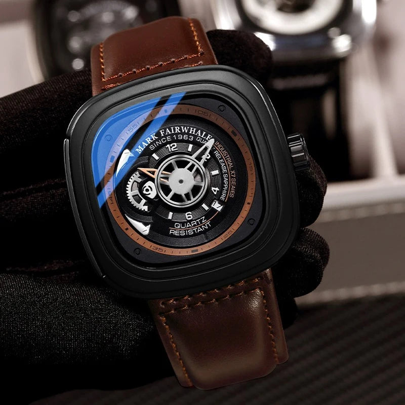 Mark Fairwhale FW-5052 Men’s Quartz Watch Dial with Industrial Layered Design