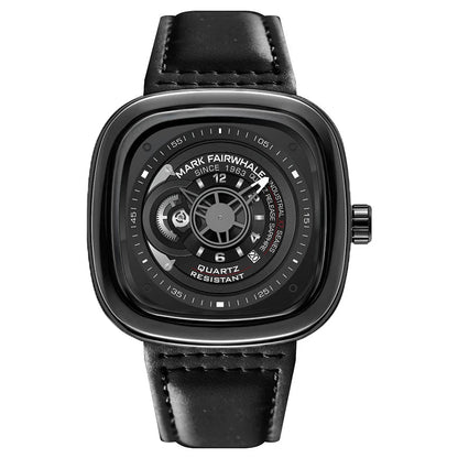 Mark Fairwhale FW-5052 Men’s Quartz Watch Leather Strap with Buckle Closure