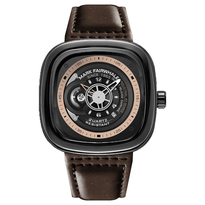 Mark Fairwhale FW-5052 Men’s Quartz Watch Leather Strap with Buckle Closure