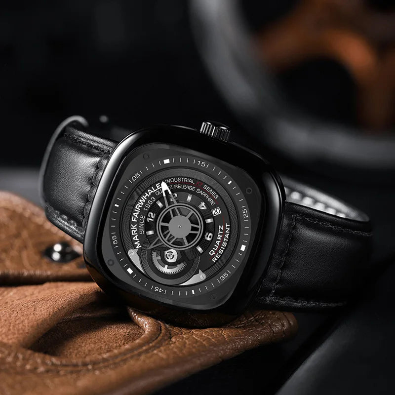 Mark Fairwhale FW-5052 Men’s Quartz Watch Dial with Industrial Layered Design