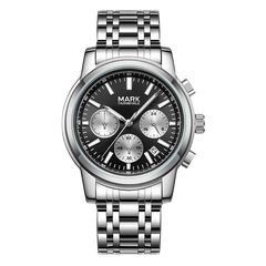 Mark Fairwhale FW-5056 Ca - Close-up of black dial, sub-dials, luminous hands