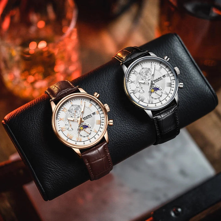 Mark Fairwhale FW-5067 DOROX men’s chronograph watch with moon phase and Roman numeral dial