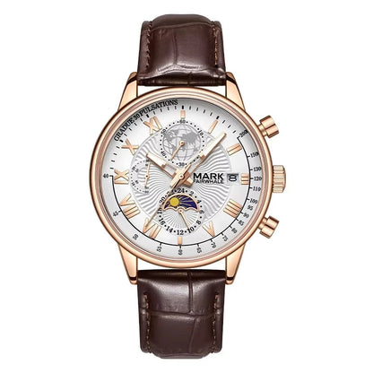 Mark Fairwhale FW-5067 DOROX men’s chronograph watch with moon phase and Roman numeral dial