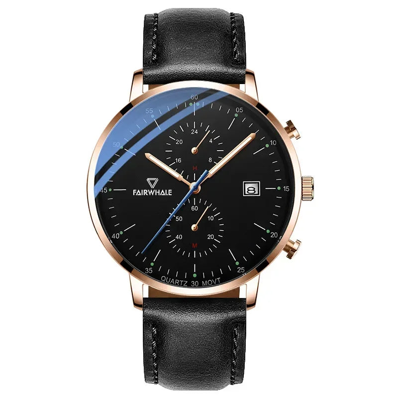 Mark Fairwhale FW-5400 LUMINOR men’s luminous quartz watch with stainless steel strap