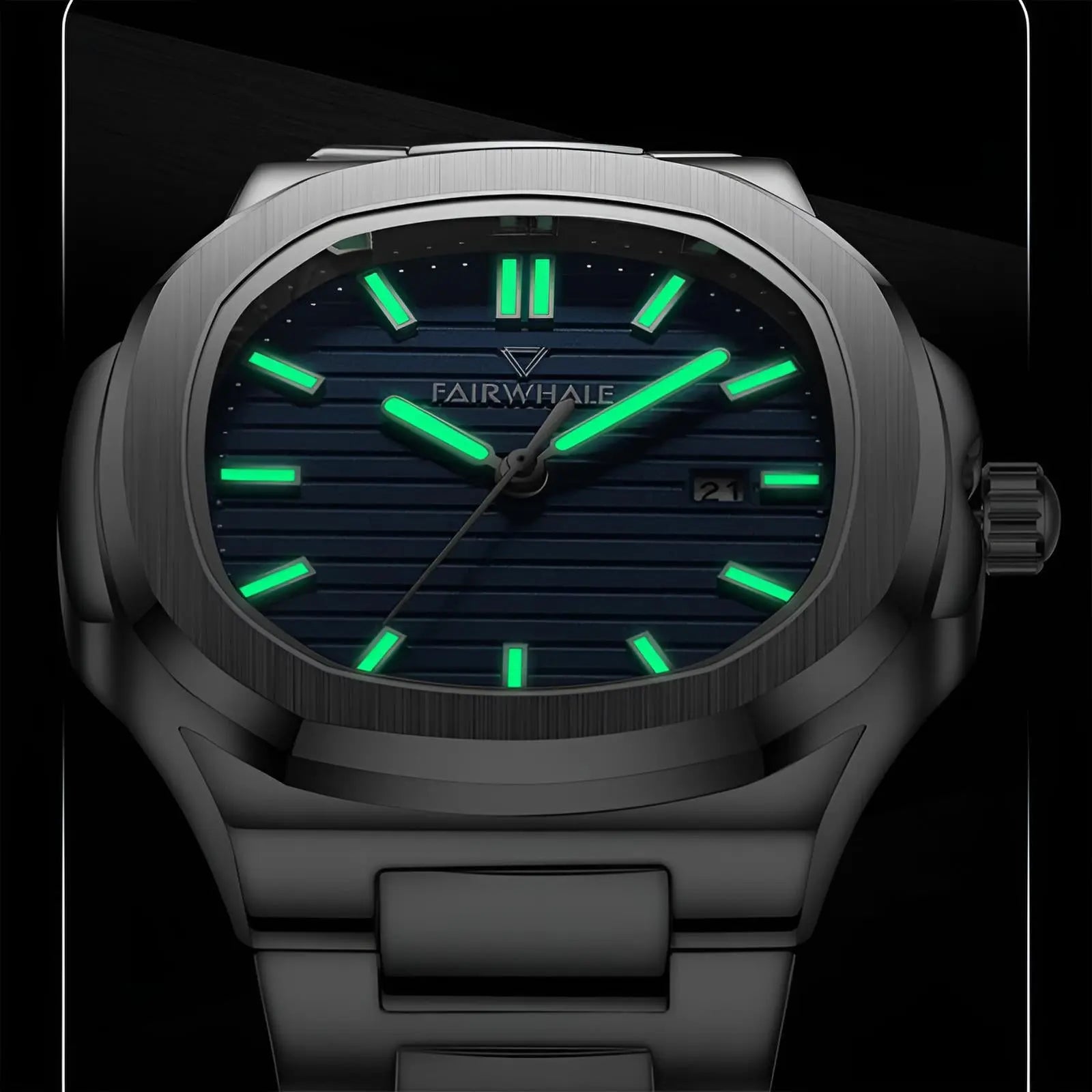 Mark Fairwhale FW-5610 AURELION luminous dial stainless steel bracelet men’s watch