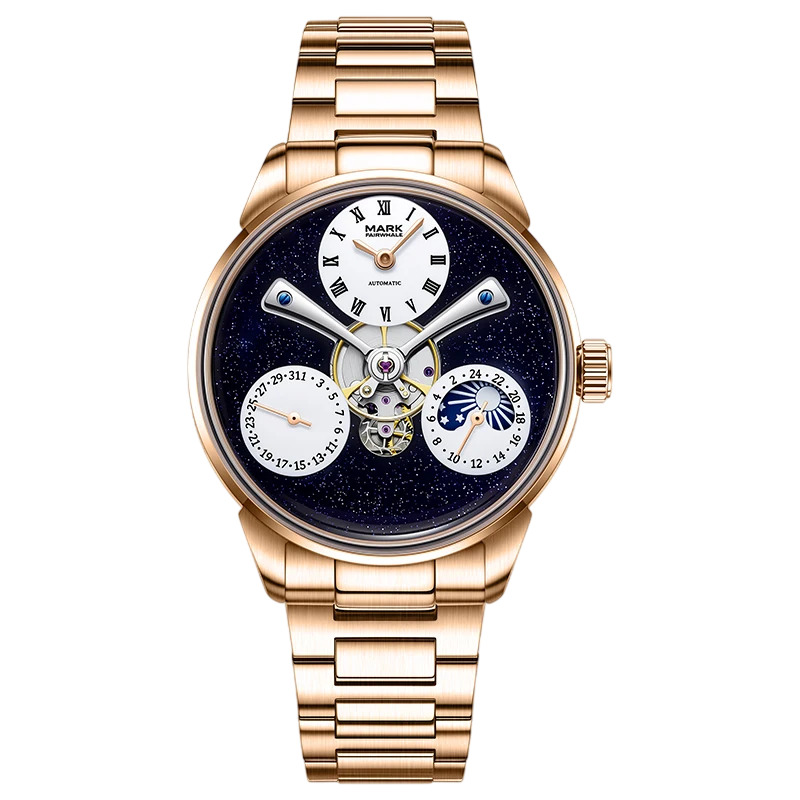 Mark Fairwhale FW-6038 Au - Rose gold watch, black dial, sub-dials, tourbillon