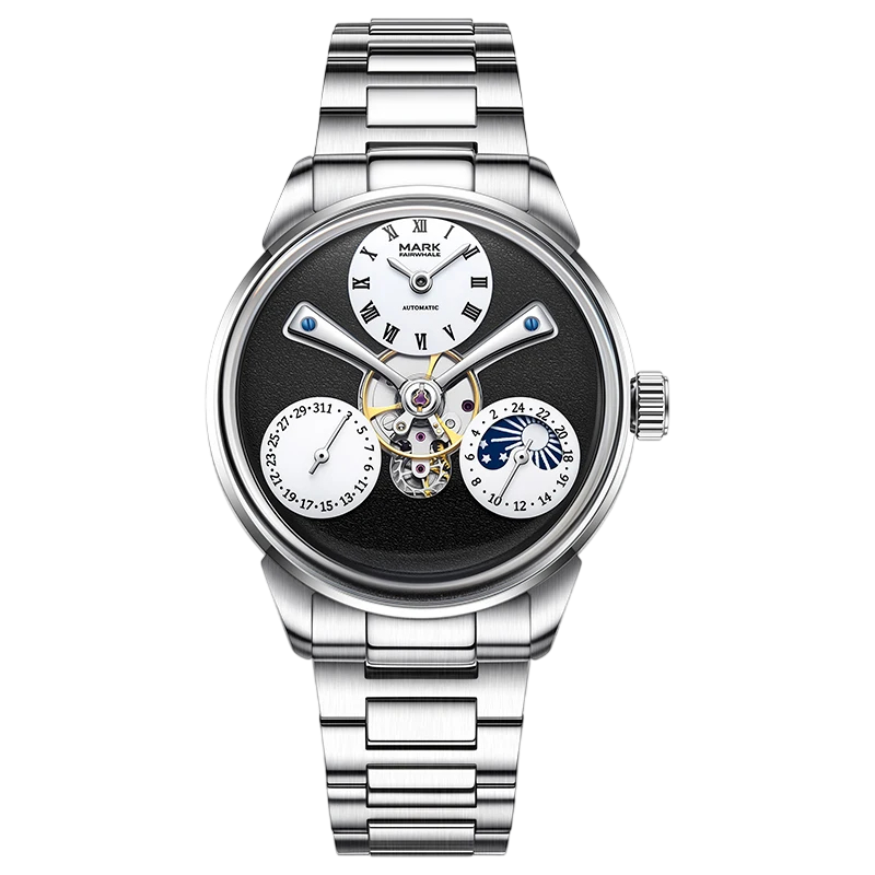 Mark Fairwhale FW-6038 Au - Silver watch, front view, detailed dial, tourbillon