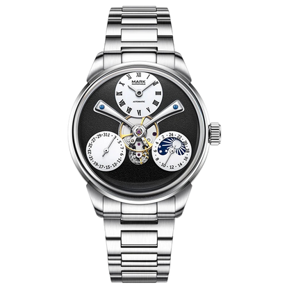 Mark Fairwhale FW-6038 Au - Silver watch, front view, detailed dial, tourbillon