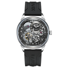 Mark Fairwhale FW-6042 Sk - Front view, black strap, exposed gears