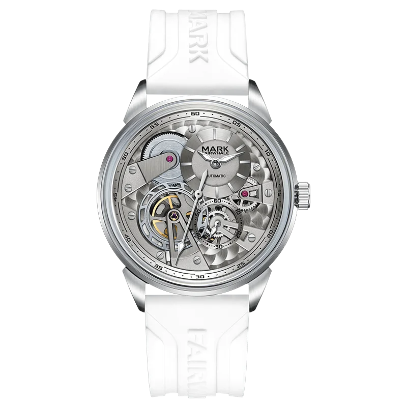 Mark Fairwhale FW-6042 Sk - White strap, skeleton dial, silver case
