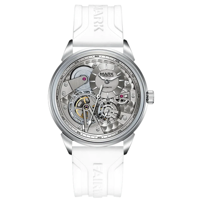 Mark Fairwhale FW-6042 Sk - White strap, skeleton dial, silver case