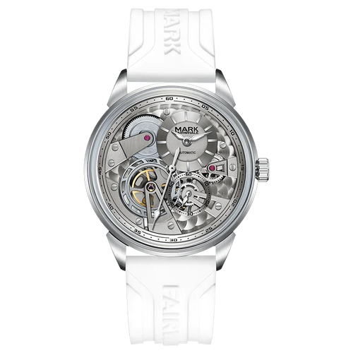 Mark Fairwhale FW-6042 Sk - White strap, skeleton dial, silver case
