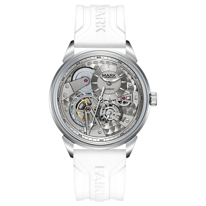 Mark Fairwhale FW-6042 Sk - White strap, skeleton dial, silver case