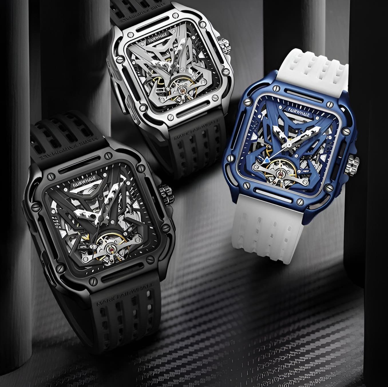 Mark Fairwhale FW-6530 ZEPHYROS automatic watch in sapphire variants with skeleton dial silicone strap