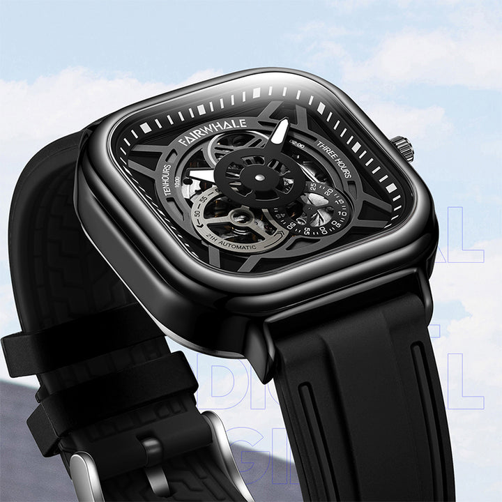 Mark Fairwhale FW-6570 automatic skeleton watch with open-work dial and sporty design