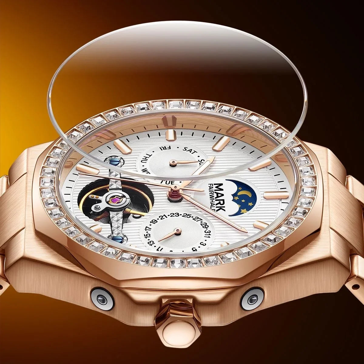 Mark Fairwhale FW-6740 worn on wrist with formal suit