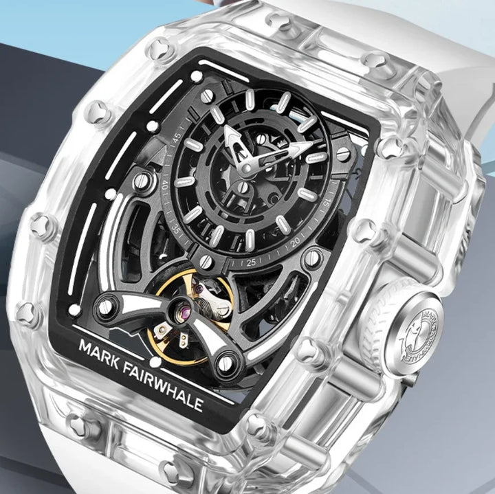 Mark Fairwhale FW-6770 Skeleton Watch – Silver Edition with Transparent Case