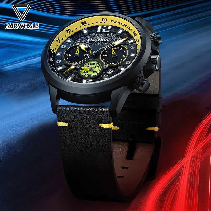 Mark Fairwhale FW5580 IGNIS men’s luxury chronograph watch with tachymeter scale, auto date and complete calendar for everyday precision.