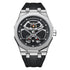 Mark Fairwhale FW5590 AERIX men’s hollow dial chronograph watch with black silicone strap and stainless steel case