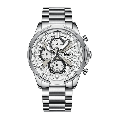 Mark Fairwhale GIFTOR 5032 men’s quartz chronograph watch with scratch-resistant Hardlex crystal.