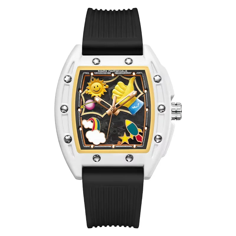 Mark Fairwhale GRAFITO black, GRAFITO watch review, automatic skeleton watch, men&