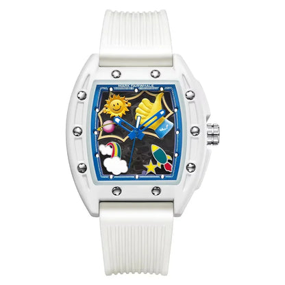 Mark Fairwhale FW-6930 GRAFITO white, GRAFITO watch review, automatic skeleton watch, men&