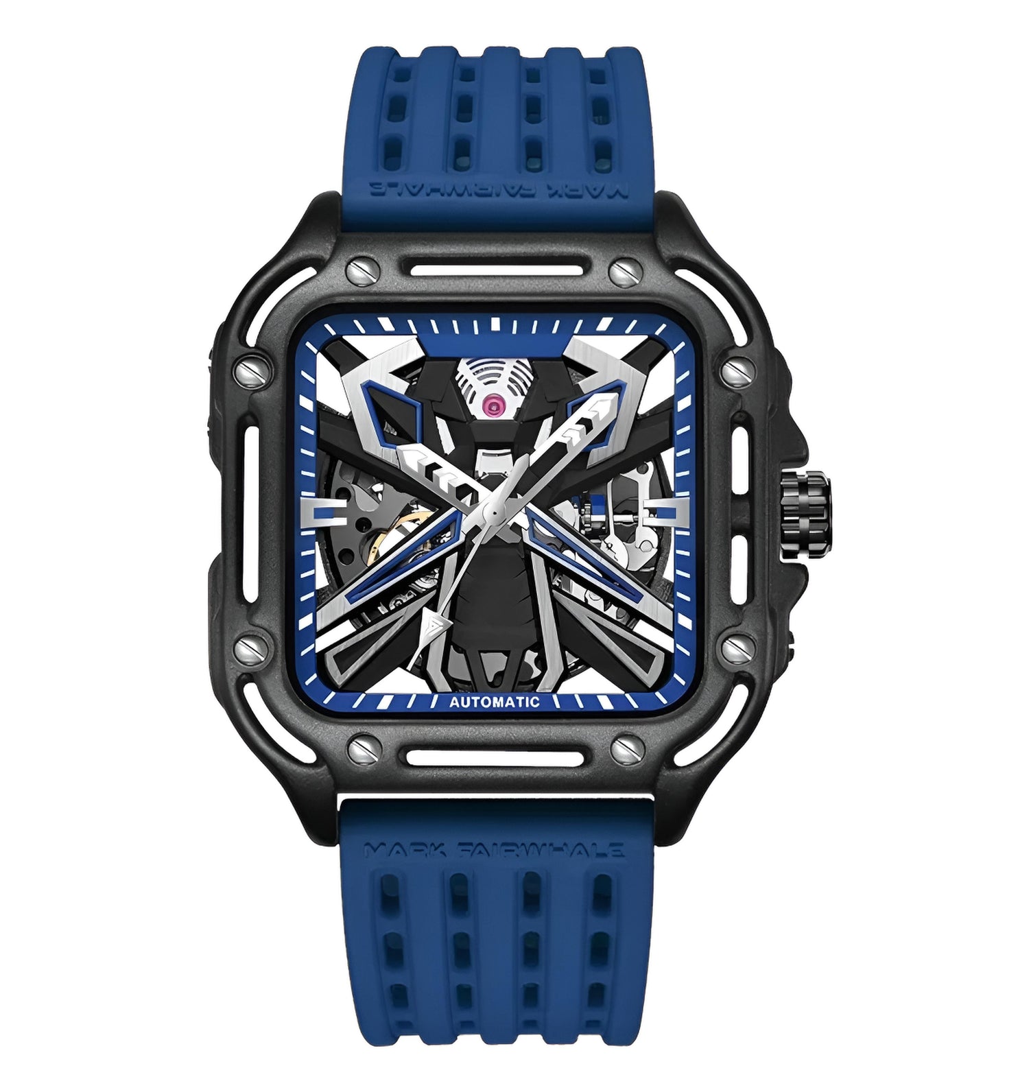 Mark Fairwhale ISITRION Cobalt Depth – Deep blue automatic mechanical watch for men with numberless luminous dial and durable strap